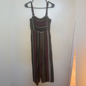 Stripes Print Long Pant Jumpsuit